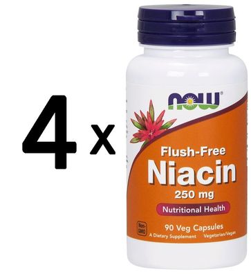 4 x Niacin Flush-Free, 250mg - 90 vcaps