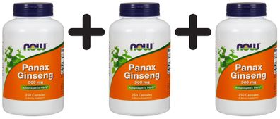 3 x Panax Ginseng, 500mg - 250 capsules