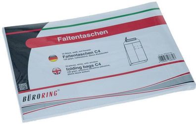 10x Faltentaschen C4 m. Fenster HK weiß 120gr Brief-Umschläge Klotzboden 20mm