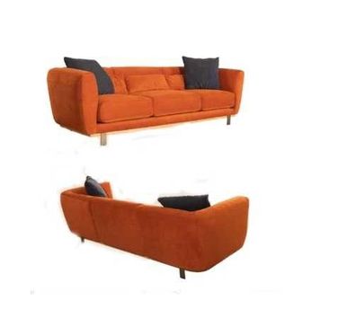 Oranger Viersitzer Designer Wohnzimmer Sofa Luxus Sitzmöbel Holzgestell