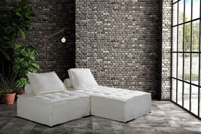 Ecksofa L Form Luxus Wohnzimmer Möbel Sofa Modern Design Stoff Textil Weiß Neu