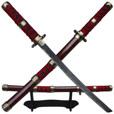 Haller Mini Samurai Set rot, Brieföffner, Mini Schwert mit Scheide & Ständer