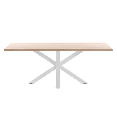 Tisch Argo 180 x 100 cm mit Melamin natur und weißen Stahlbeinen