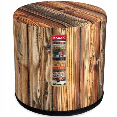 KADAX Sitzpuff, Pouf, runder Sitzhocker, Puff, O 40,5 x 41 cm, Holzoptik