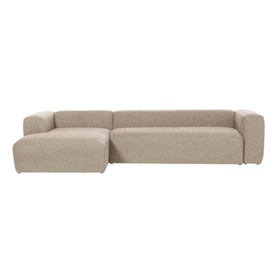 Sofa Blok 3-Sitzer mit Longchair links beige 330 cm