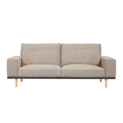 Sofa Noa 3-Sitzer beige mit Beinen naturbelassen 230 cm