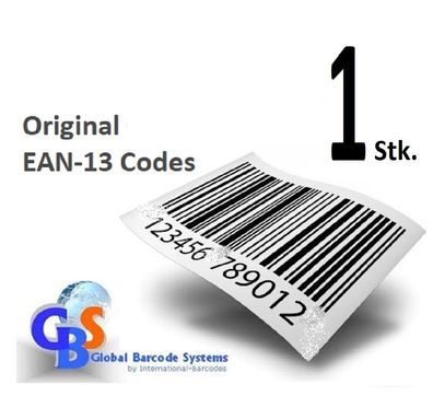 1 x EAN / GTIN Codes Barcode - EAN-13 Nummern - Original vom Experten