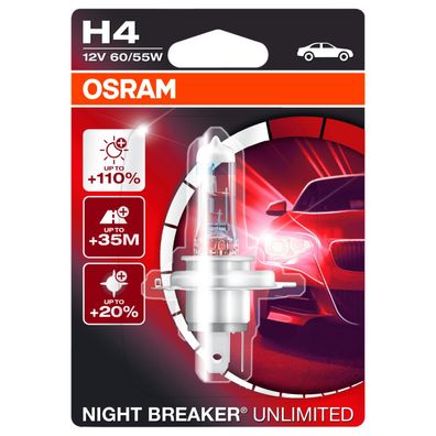 Osram H4 NightBreaker Laser 12V 60/55W Xenon Look Effekt HalogenBirnen P43t