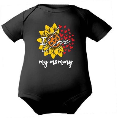 Kurzarm Baby Body bedruckt mit I love my mommy / Sonnenblume
