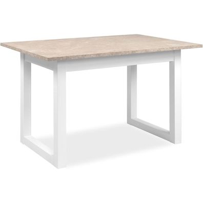 Esstisch Houston Küchentisch Auszugsfunktion Sandstein / Weiß ca. 120/75/80 cm