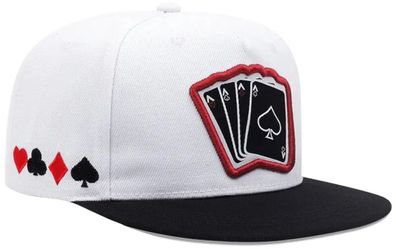 4 Asse Weiße Snapback Cap - Poker Vierling Quads Asse Kappen Mützen Snapback Caps