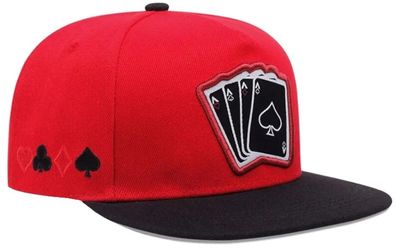 4 Asse Rote Snapback Cap - Poker Vierling Quads Asse Kappen Mützen Snapback Caps