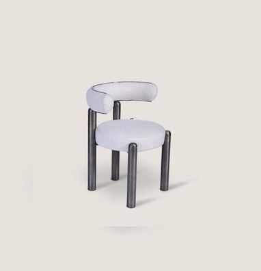 Designer Weißer Stuhl Esszimmer Stühle Polster Textil Einsitzer Metalfüße