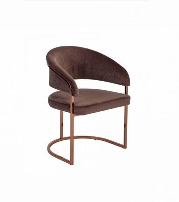 Brauner Luxus Esszimmer Stuhl Moderner Polster Sitzer Textil Möbel Neu