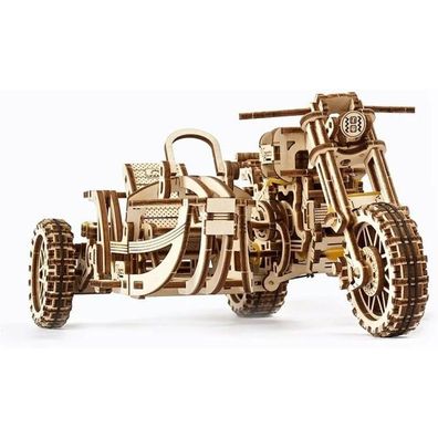 UGEARS 3D-Puzzle Motorrad mit Beiwagen 380 Teile