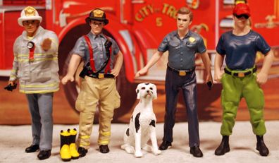 76418B American Diorama Firefighters Set of 4 Feuerwehr Polizei 1:24