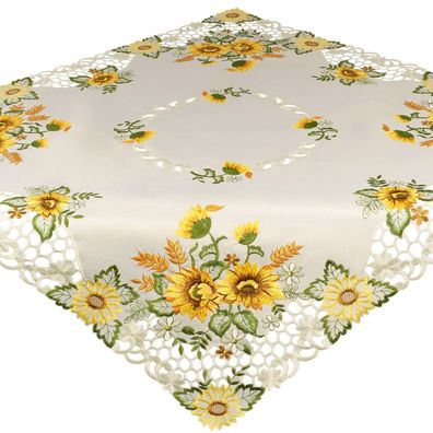 Tischdecke Mitteldecke Sonnenblume Decke Bestickt Geblümt Aufleger Sommer Herbst