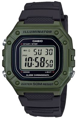 Casio Collecion Digital Armbanduhr W-218H-3AVEF schwarz grün