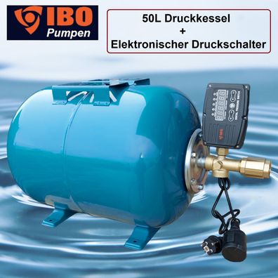 50L Druckkessel für Hauswasserwerk elektronischer Druckschalter Trockenlaufschutz