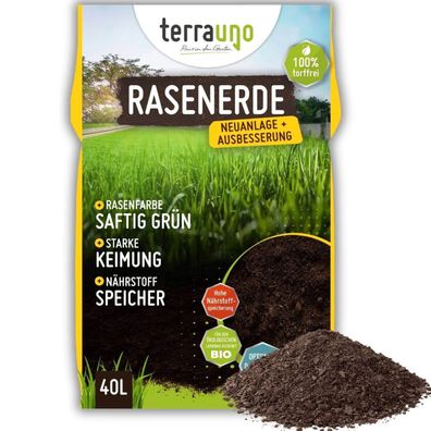 TerraUno Premium Rasenerde torffrei Erde Gartenerde Blumenerde Rasen Garten