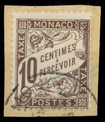 MONACO Portomarken Nr 7 gestempelt Briefstück X3BA47E