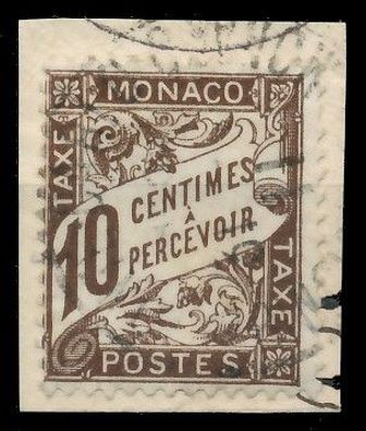 MONACO Portomarken Nr 7 gestempelt Briefstück X3BA47A