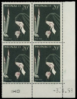 MONACO 1958 Nr 597 postfrisch Viererblock ECKE-URE X3BA716