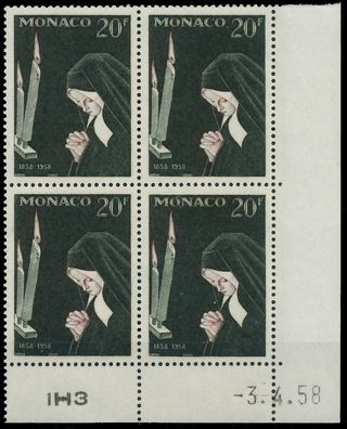MONACO 1958 Nr 597 postfrisch Viererblock ECKE-URE X3BA71A