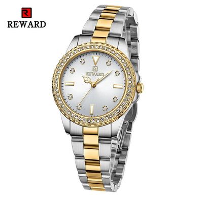 Armbanduhr für Damen, japanisches Uhrwerk, Edelstahl-Armbanduhr, wasserdicht,