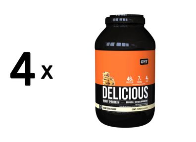 4 x QNT Delicious Whey Protein (2200g) Creamy Cookie