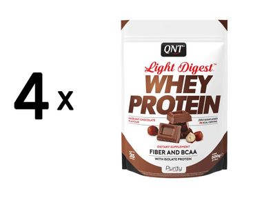 4 x QNT Light Digest Whey Protein (500g) Hazelnut Chocolate
