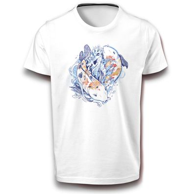 Yin Yang Koi Fisch Japan Daoismus Gleichgewicht Energie Universum T-Shirt Baumwolle