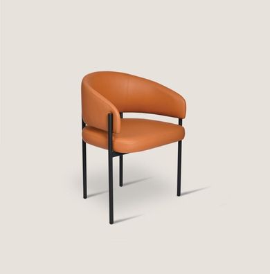 Oranger Luxus Stuhl Moderne Esszimmer Stühle Polster Kunstleder Möbel
