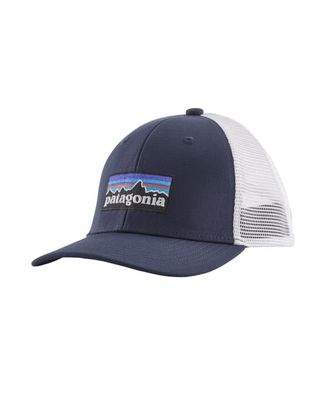 Patagonia Kids Snapback Trucker Cap p-6 logo: navy blue