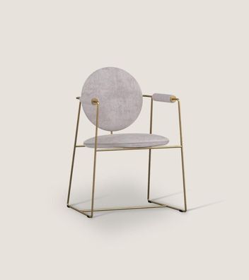 Weißer Luxus Stuhl Mit Armlenhen Esszimmer Möbel Edelstahlgestell Stil