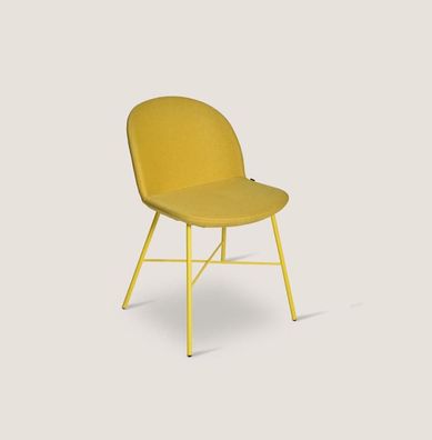 Gelber Stuhl Esszimmer Sitzer Luxus Designer Textil Stühle Sitz Möbel