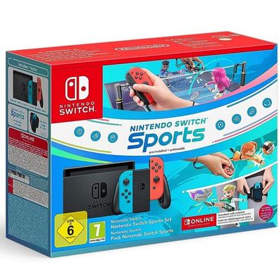 Switch Konsole neon + Switch Sports (vorinst.) + Beingurt - Nintendo 10012360 ...