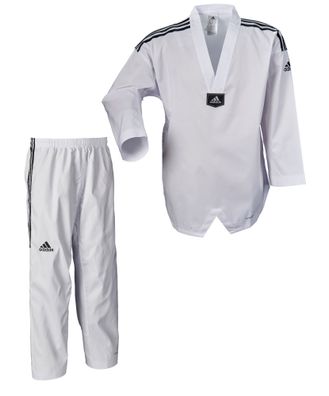adidas TKD Anzug, adi Fighter Eco mit Streifen, weißes Revers