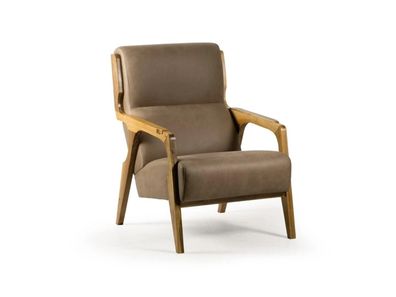 Design Grau Sessel Wohnzimmer Polster Leder Luxus Sitz Polstermöbel
