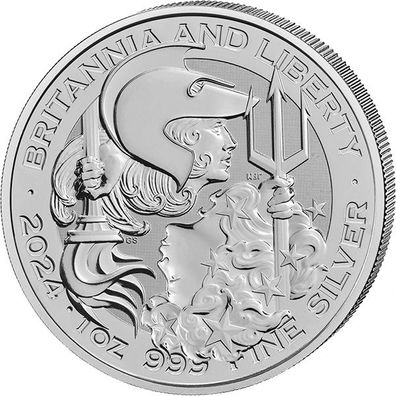 Großbritannien 2024 - Britannia und Liberty - Charles III 1 Oz Silber*