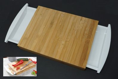 Küchen Schneidebrett aus Bambus mit 2 herausnehmbaren Auffangschalen