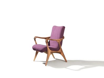 Design Sitzmöbel Lila Sessel Couch Sitz Wohnzimmer Holz Modern Polster Textil