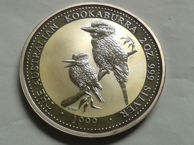 2$ 1999 Australien Kookaburra 2 Dollars 1999 Australien Kookaburra 2 Unzen Silber