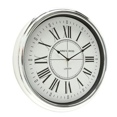 Wanduhr Uhr silber weiß schwarz Dekouhr Designuhr Dekoration römische Ziffern Deko