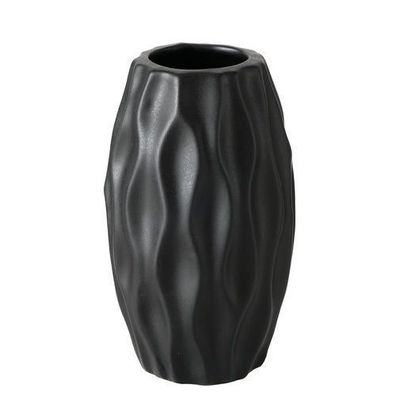 Schwarz Vase aus Steinzeug 12 cm Blumenvase Tischvase Dekovase Deko Modern Dekoration