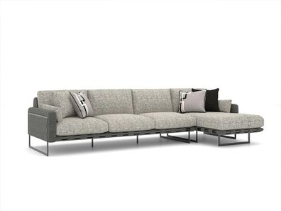 Luxus Sofa L-Form Designer Polstermöbel Wohnzimmer Grau Ecksofa Neu Möbel