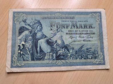 5 Mark Reichskassenschein Banknote Geldschein 1904