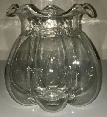 Hergiswiler Glas Vase "CORONA" von Roberto Niederer 17,5 cm x 19,5 cm Ø