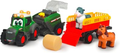 Dickie Toys - ABC Fendt Traktor - mit Anhänger, Heuballenpresse & Tieren, Kinder