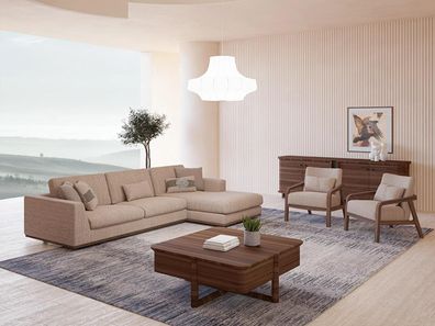 Neu Sofagarnitur Wohnzimmer Designer 2x Sessel Luxus Beige Polstermöbel